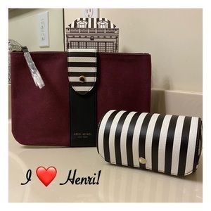 ❤️Sale❤️...Henri Bendel Maroon Canvas Pouch/Clutch